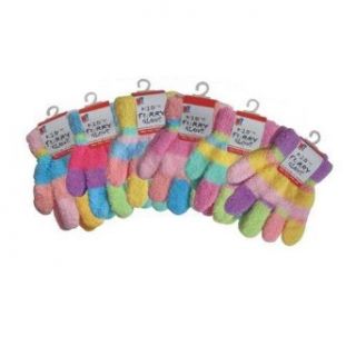 Kids Furry Glove Multi Stripe Assorted Colors   Case Pack