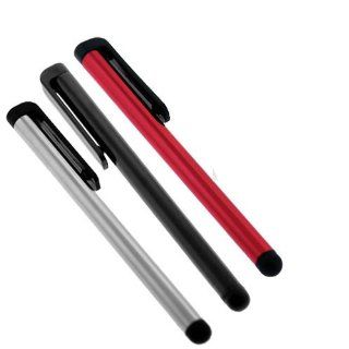 GTMax Touch Screen Stylus Pen (Black + Red + Silver) for