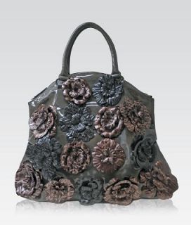 Handbags Exotic Rosette Purse Tote Bags Gray (Gray) [Apparel]: Shoes