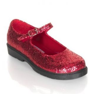 Girls Red Glitter Maryjane Shoes: Clothing