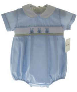 Petit Bebe Infant Boys Blue Smocked Easter Bubble Outfit