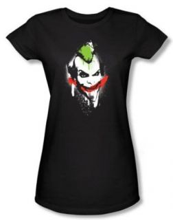 Batman Juniors T Shirt   Arkham Joker Spraypaint Smile