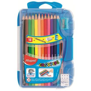 12 Crayons de Couleur + 1 Taille Crayon + 1 Gomme + 1 Mini BlackPeps
