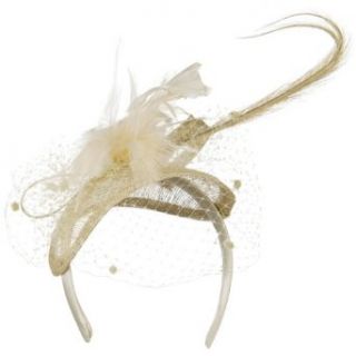 Small Clip On Fascinator Hat   Natural W03S46F Clothing