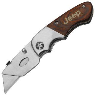 Jeep Wooden Handle Utility Knife with Pouch Sports