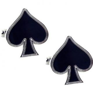 Spades Card Suit Cufflinks   One Size Clothing
