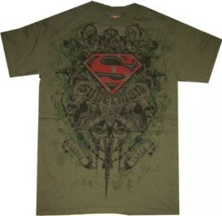 Superman Dark Sky Military Green T Shirt, Adult Small