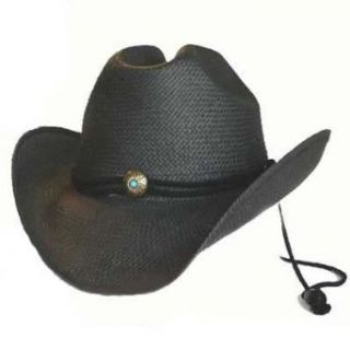Black Raffia Shapeable Toyo Rocker Cowboy Hat: Clothing