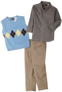 Nannette Boys 2 7 Three Piece Sweater Vest Set,Blue,4
