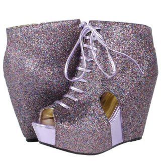 Zena42 Glitter Wedge Ankle Boots MULTI Shoes