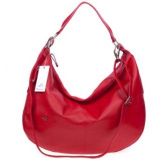 BRUNO ROSSI Italian Made Red Calf Leather Large Slouchy
