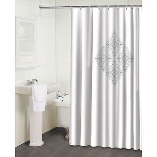 Famous Home Fashions Jewel White Shower Curtain
