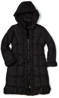 Rothschild Girls 7 16 Ruffle Trim Coat, Black, X Large
