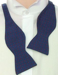 Swagger & Swoon Self Tie Navy Red Dot Silk Bow Tie