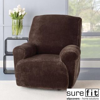 Sure Fit Stretch Plush Chocolate Recliner Slipcover