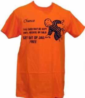 Monopoly Get Out Of Jail Free Card T shirt (Small, Orange