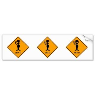 Aliens Area 51 Warning Sign Bumper Stickers