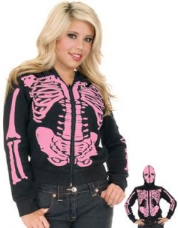 Womens XS 3 5 Pink Skeleton Costume Hoodie Sweatshirt