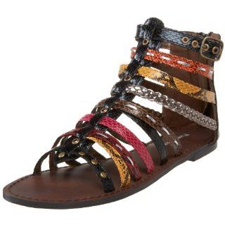  Pierre Dumas Womens Galante 4 Flat Sandal,Black,10 M US: Shoes