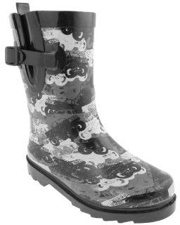 Truck Printed Boys Sporty Rubber Rain Boot Black Combo 12/13: Shoes