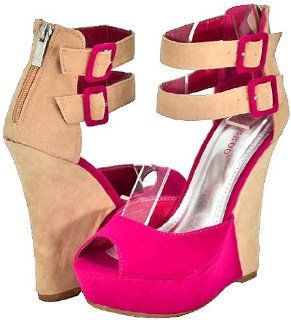 Bamboo Pompey 29 Fuchsia Multi Women Wedge Sandals: Shoes