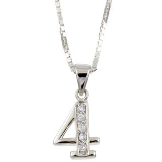 Sterling Silver Cubic Zirconia Number 4 Necklace