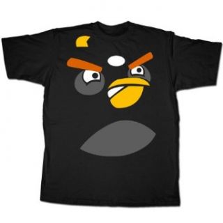 Angry Birds Mens Black Bomber Face Shirt: Clothing