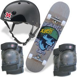 X Games Skateboard Combo Pack with Helmet and Pads: Sports