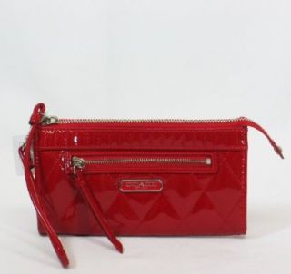 Leather Lip Gloss Zippy Clutch Wallet Bag 46577 Cherry Red: Shoes
