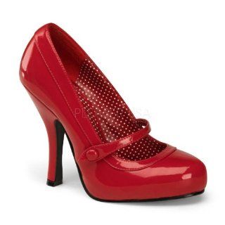 inch Heel, 3/4 inch Hidden Platform Mary Jane Pump Red Patent Shoes
