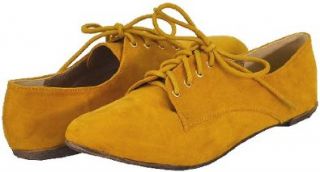 com Qupid Salya 585 Mustard Faux Suede Women Casuals, 6.5 M US Shoes
