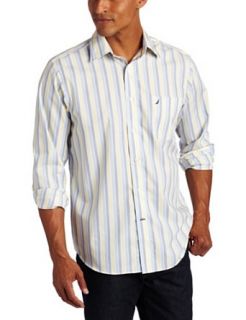 Nautica Mens Long Sleeve Multistripe Shirt, Lemon Drop