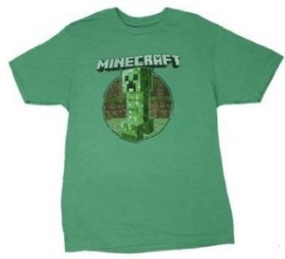 Retro Creeper   Minecraft Sheer T shirt: Clothing