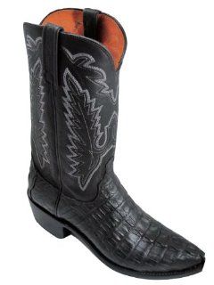Lucchese 1883 N1227.54 Boot Black Hornback Tail Jersey Calf Shoes