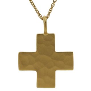 Tressa Sterling Silver Vermeil style Hammered Cross Necklace