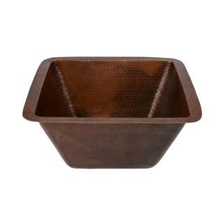 Square 15 in Hammered Copper Bar/Prep Sink with 2 inch Drain