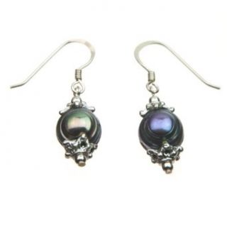 0.7 Black Freshwater Pearl Earring with a Sterling Silver