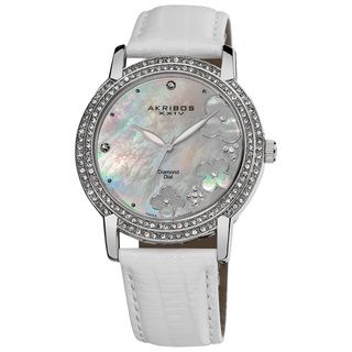 Akribos XXIV Womens Flower Diamond Accent Watch
