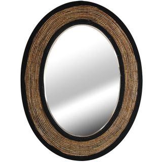 Banana Leaf 28 inch Woven Oval Mirror (China)
