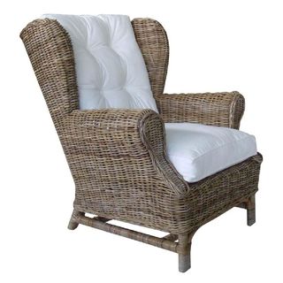 Rattan Living Kubu Brown Wing Chair with Cushion