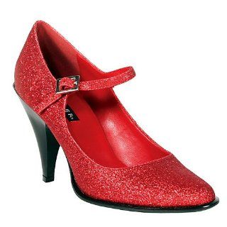 Pump WomenS Size Shoe With Contrast Heel (Red Glitter 8) Shoes