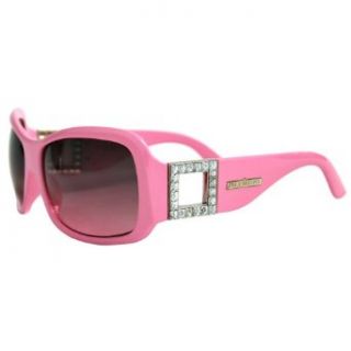 Pink Thick Frame Square Rhinestone Temple Sunglasses