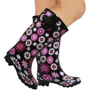 Calf Flower Festival Wellies Wellington Boots, Womens, Sz US 6: Shoes