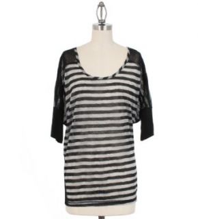 Cecico Striped Webbed Side Top in Grey and Black, Small