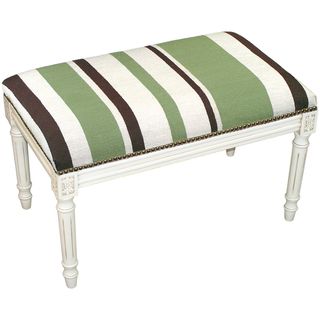 Green and Brown Stripes Needlepoint Bench