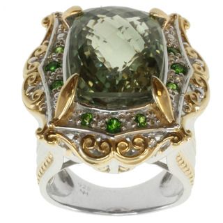 Michael Valitutti Two tone Green Amethyst and Chrome Diopside Ring