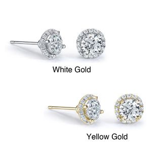 14k Gold 1/2ct TDW Diamond Halo Stud Earrings
