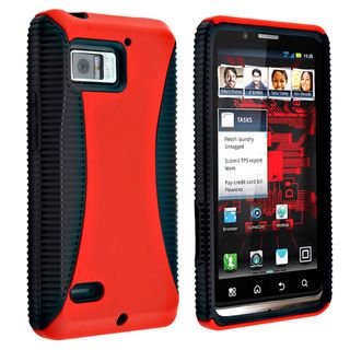 Black TPU/ Red Hard Hybrid Case for Motorola Droid Bionic XT875