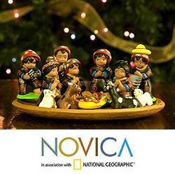 Set of 13 Ceramic Totonicapan Nativity Scene (Guatemala)