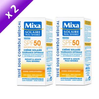 Mixa Crème Solaire Peaux Sensibles SPF 50 x2   Achat / Vente SOLAIRE